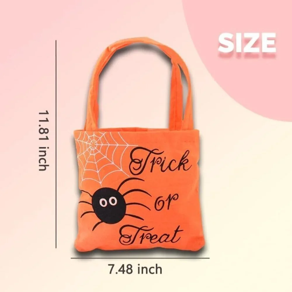 Halloween Trick or Treat Bag Spider Reusable Canvas Tote Candy Goodie Kids